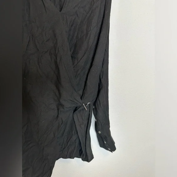 Helmut Lang Black Fold Over Draped Viscose-Blend Top long sleeve size small - Picture 5 of 12